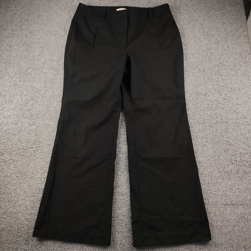 LOFT Trousers Sz 12P Curvy Black Wide Leg Stretch Professional EUC